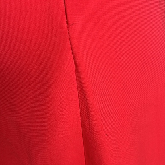 Escada Sz 40 Poppy Red Rouched Back Short Sleeve Front Zip Stretch Poly Dress - Picture 7 of 9